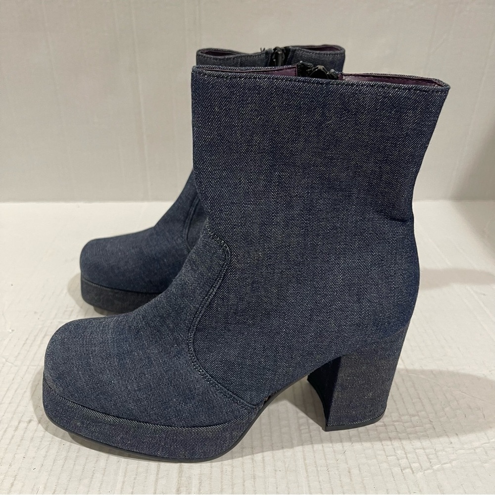 Women’s Vacation Retro Blue Denim Platform Boots Size 6.5 US! - Picture 4 of 8